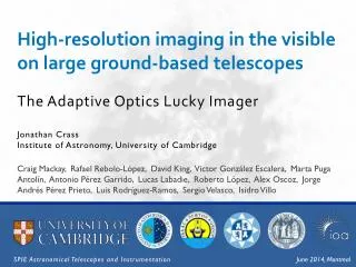 High-resolution imaging in the visible on large ground-based telescopes