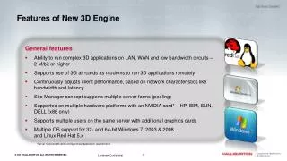 Features of New 3D Engine