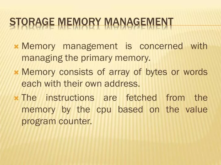 storage memory management