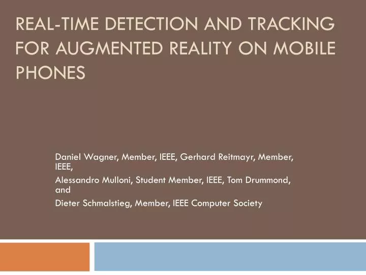 real time detection and tracking for augmented reality on mobile phones
