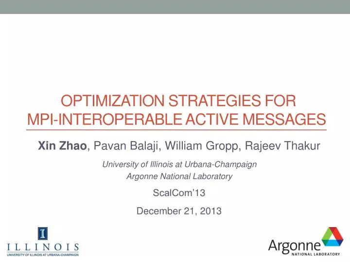 optimization strategies for mpi interoperable active messages