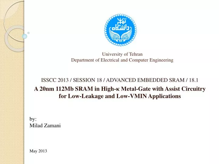 university of tehran department of electrical and computer engineering