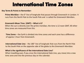 International Time Zones