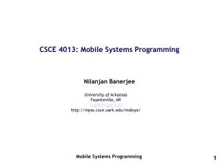 CSCE 4013 : Mobile Systems Programming