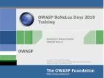 OWASP BeNeLux Days 2010 Training