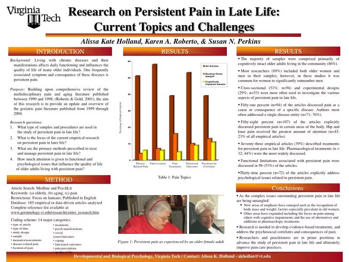 research on persistent pain in late life current topics and challenges