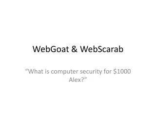 WebGoat &amp; WebScarab
