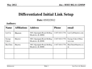 Differentiated Initial Link Setup