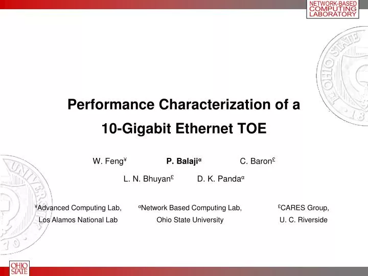 performance characterization of a 10 gigabit ethernet toe