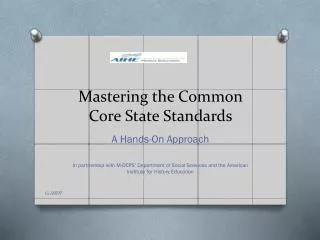 Mastering the Common Core State Standards
