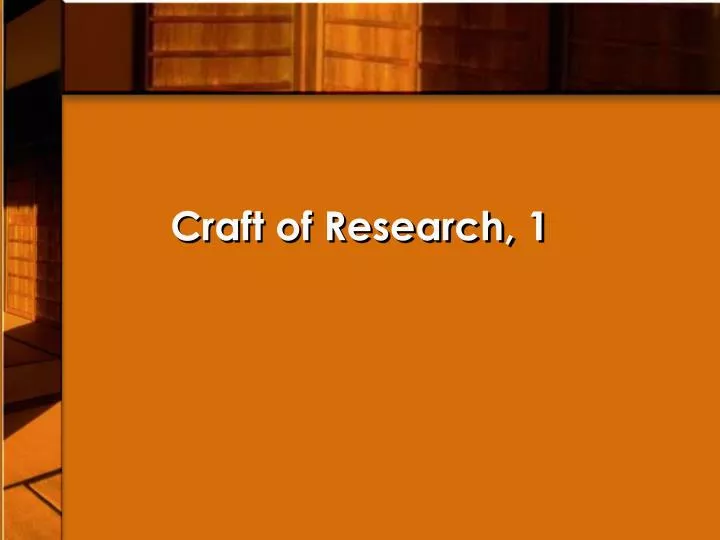 craft of research 1