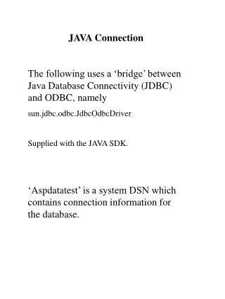 JAVA Connection