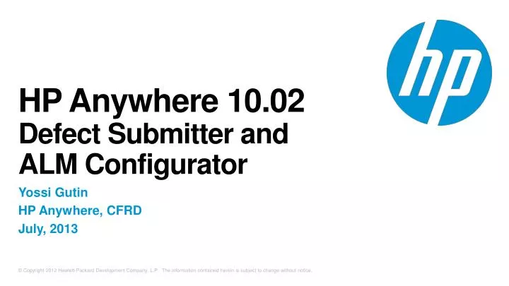 hp anywhere 10 02 defect submitter and alm configurator