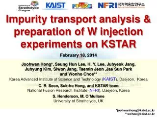 Impurity transport analysis &amp; preparation of W injection experiments on KSTAR