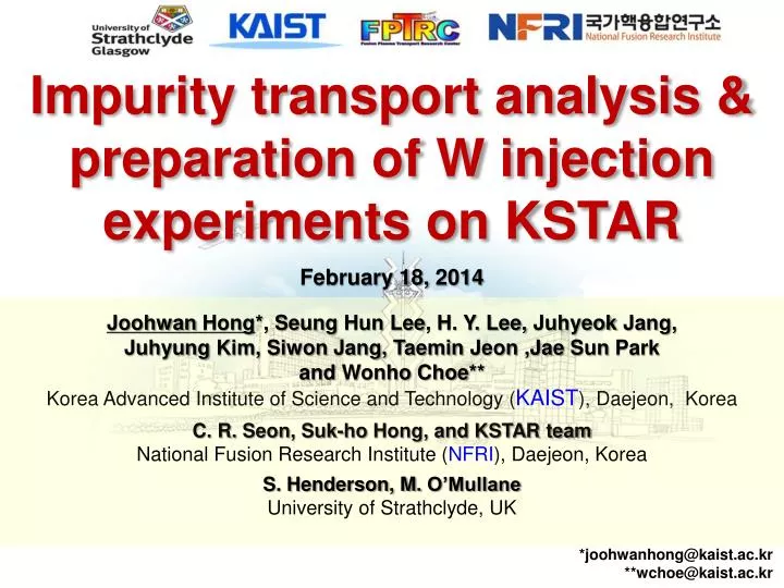 impurity transport analysis preparation of w injection experiments on kstar