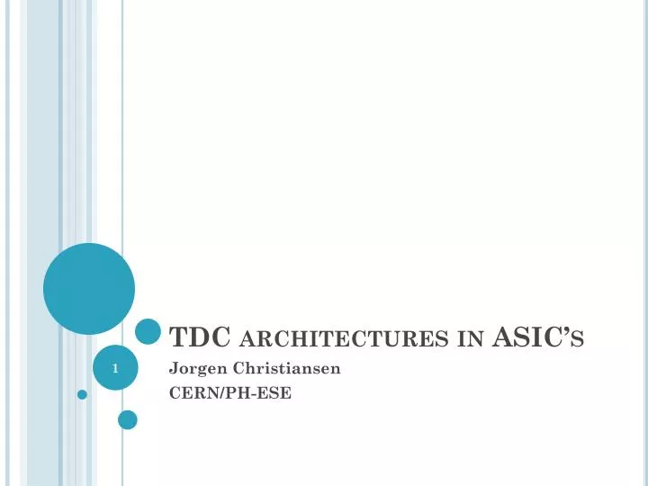 tdc architectures in asic s
