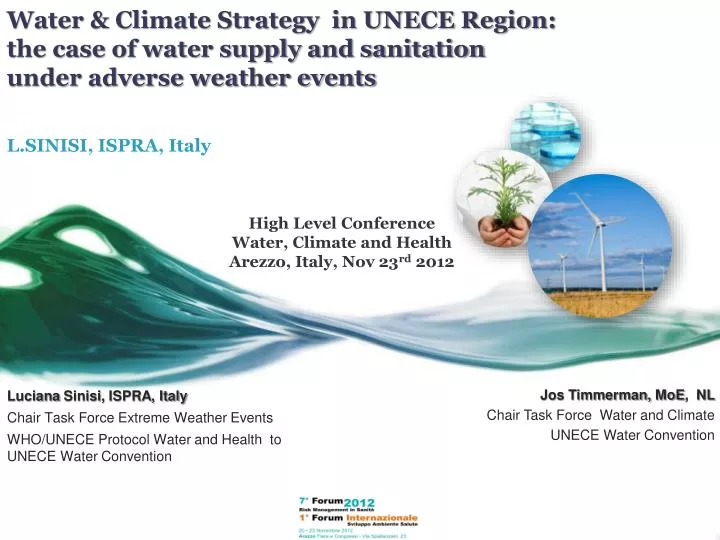 high level conference water climate and health arezzo italy nov 23 rd 2012