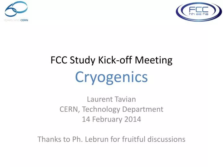 fcc study kick off meeting cryogenics