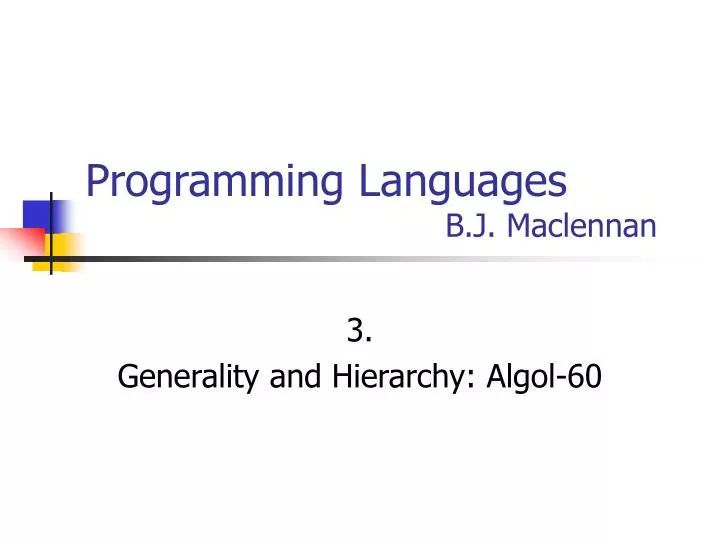 programming languages b j maclennan