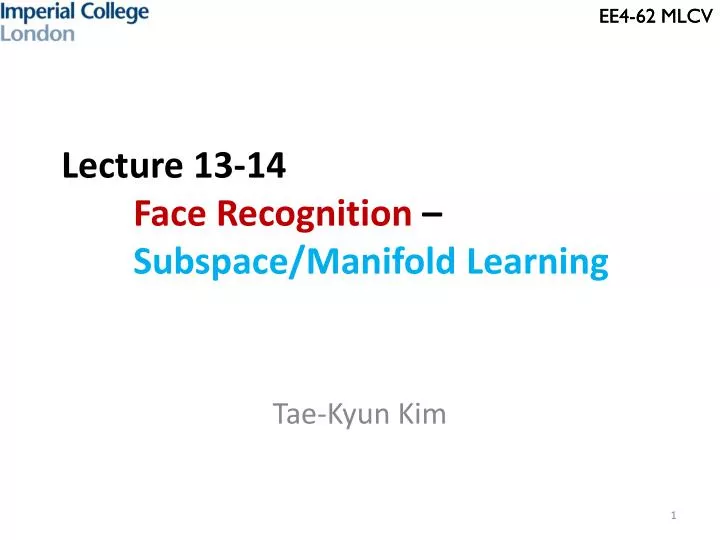 lecture 13 14 face recognition subspace manifold learning