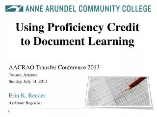 Using Proficiency Credit to Document Learning