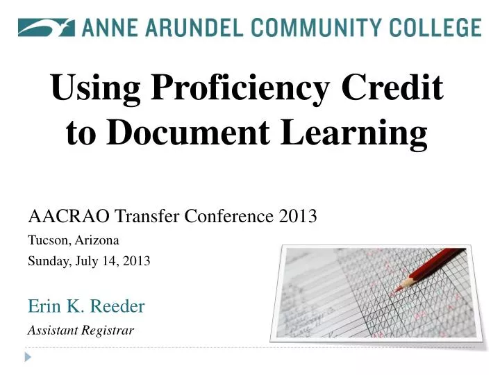 using proficiency credit to document learning