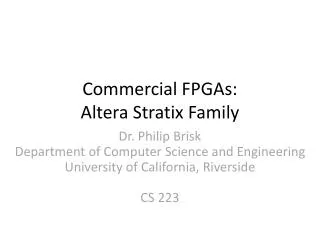 Commercial FPGAs: Altera Stratix Family