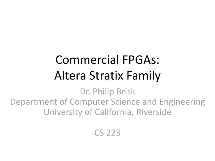 commercial fpgas altera stratix family