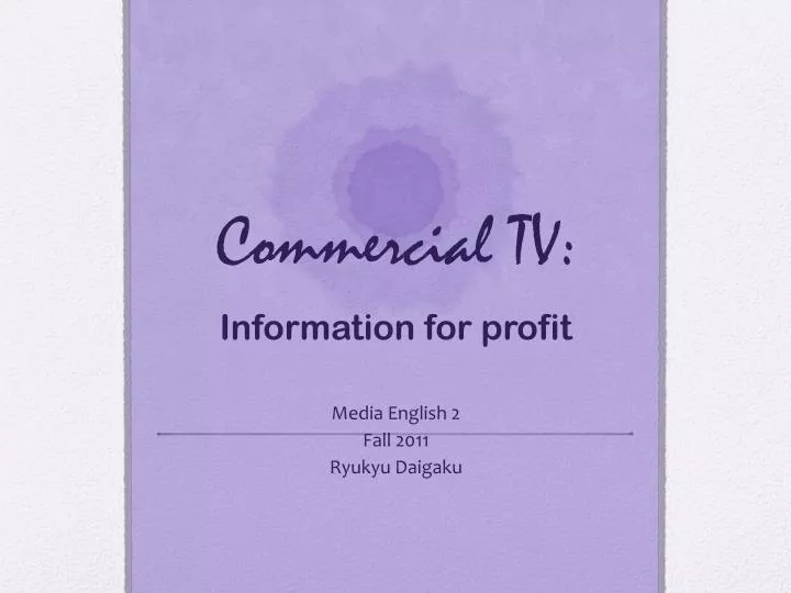 commercial tv information for profit