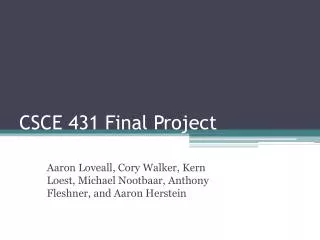 CSCE 431 Final Project