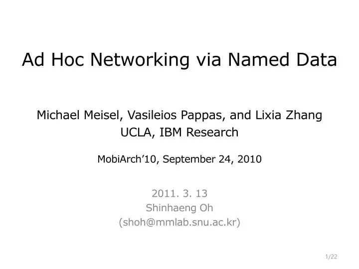 ad hoc networking via named data