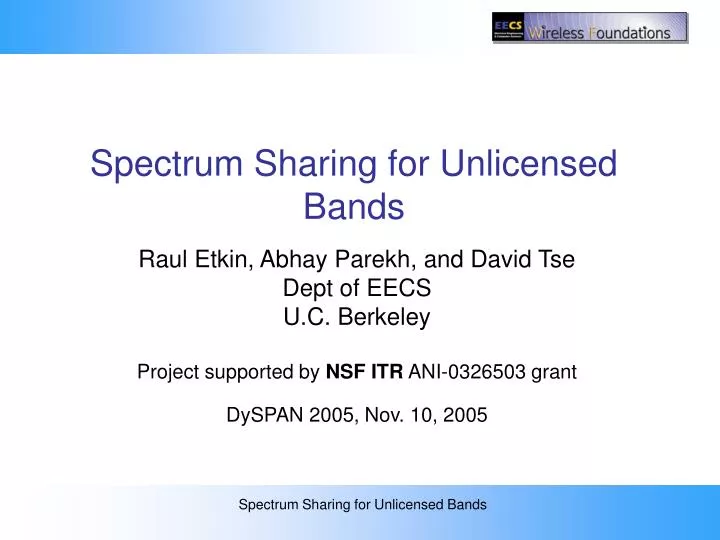 spectrum sharing for unlicensed bands