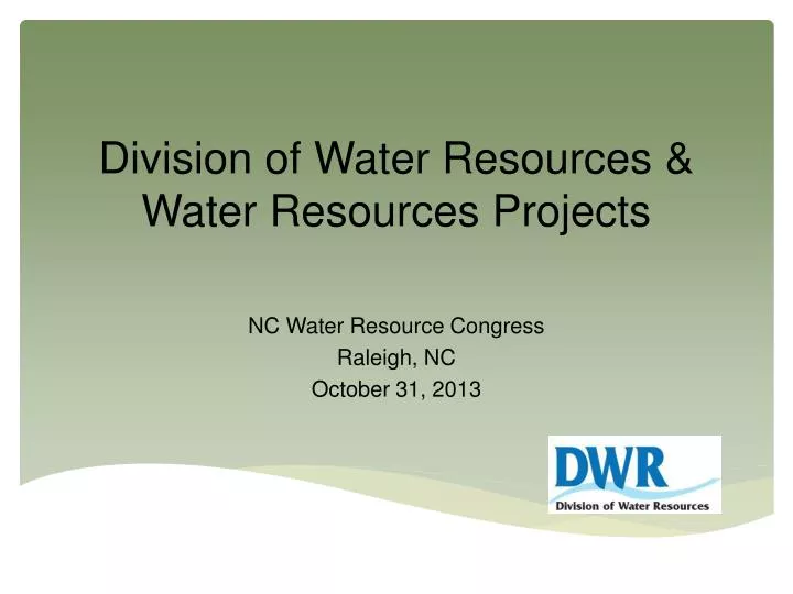 division of water resources water resources projects