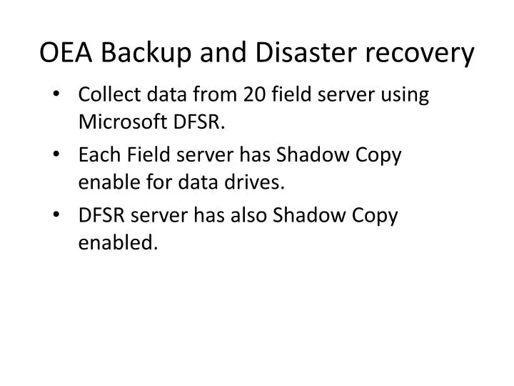 oea backup and disaster recovery