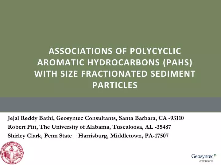associations of polycyclic aromatic hydrocarbons pahs with size fractionated sediment particles