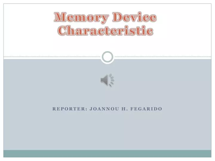 memory device characteristic