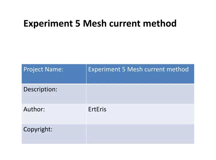 experiment 5 mesh current method