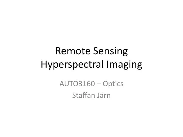 remote sensing hyperspectral imaging