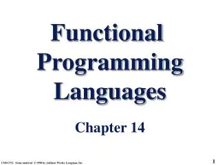 Functional Programming Languages Chapter 14