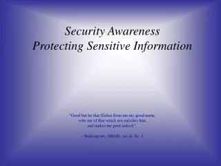 Security Awareness Protecting Sensitive Information