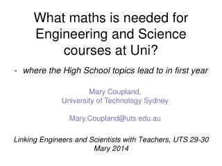 What maths is needed for Engineering and Science courses at Uni?