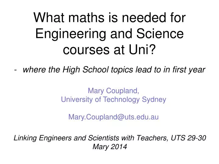 what maths is needed for engineering and science courses at uni
