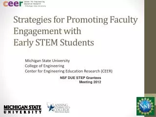 Strategies for Promoting Faculty Engagement with Early STEM Students