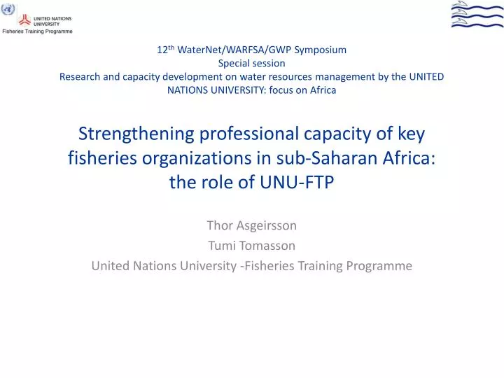 thor asgeirsson tumi tomasson united nations university fisheries training programme