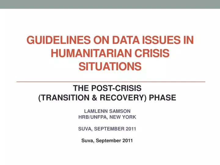 guidelines on data issues in humanitarian crisis situations