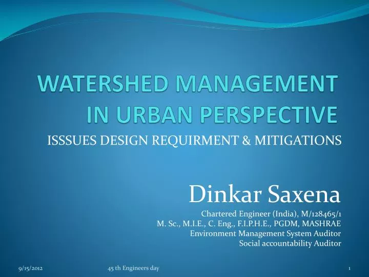 watershed management in urban perspective