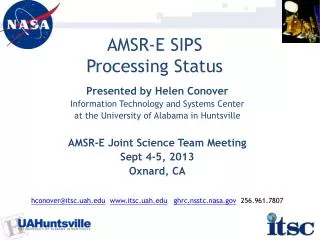 AMSR-E SIPS Processing Status