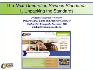 The Next Generation Science Standards : 1. Unpacking the Standards