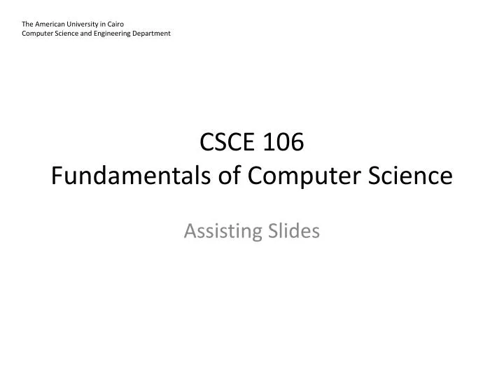 csce 106 fundamentals of computer science