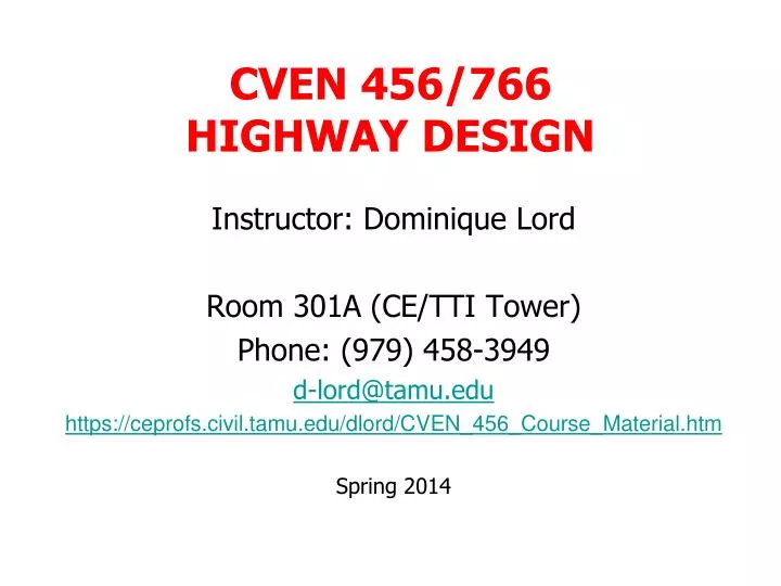 cven 456 766 highway design